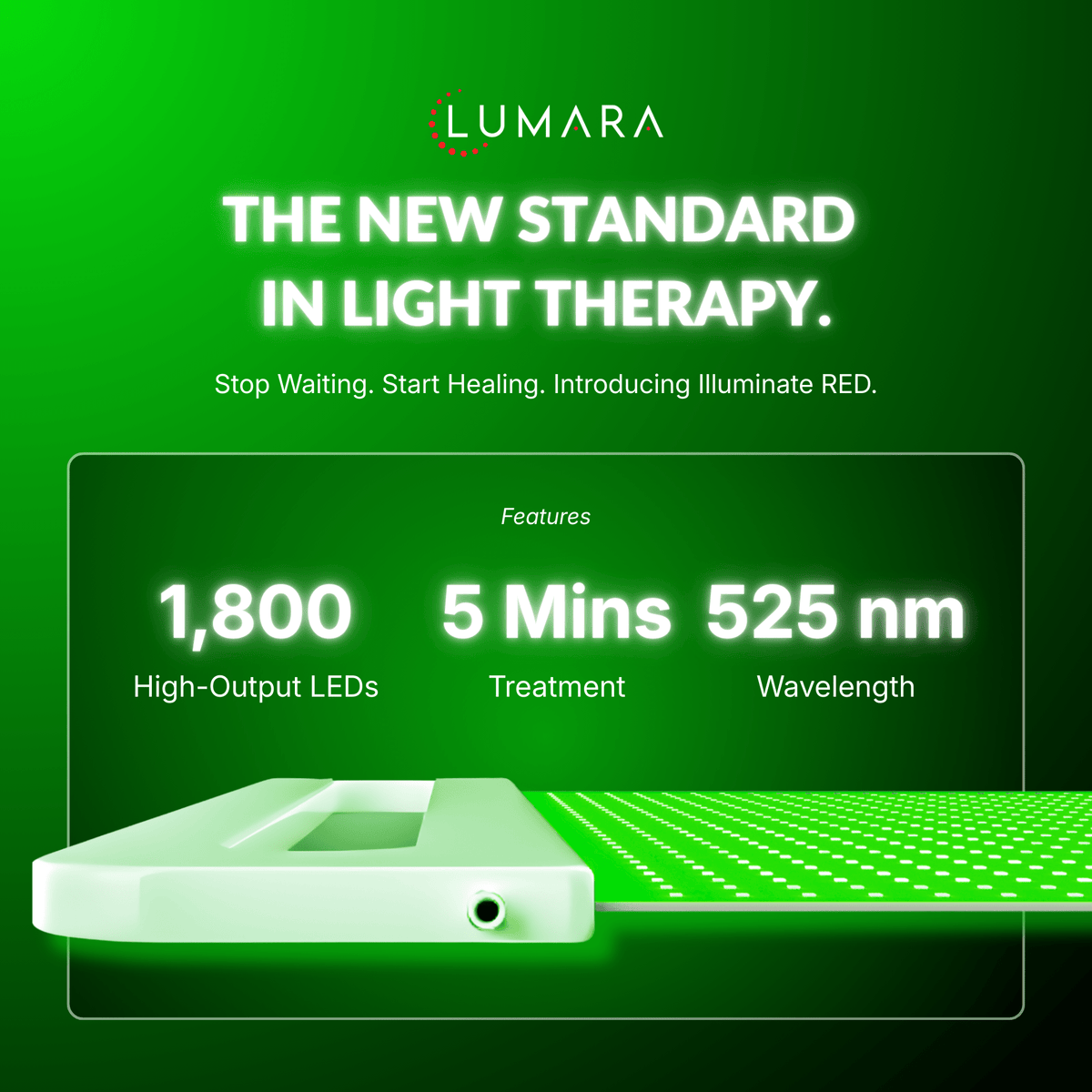Lumara Illuminate Green V1 525nm LED Light Panel