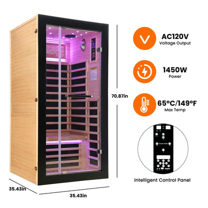 Hemlock Infrared Sauna with 7 Carbon Heating Panels