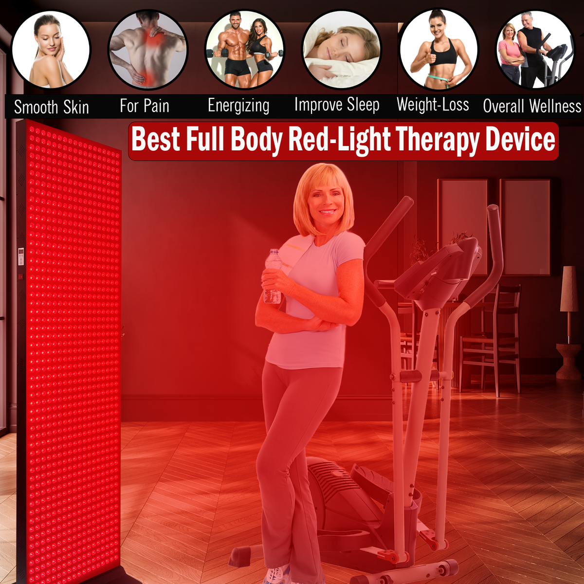 Full-Body Red and Near-Infrared LED Panel with Stand