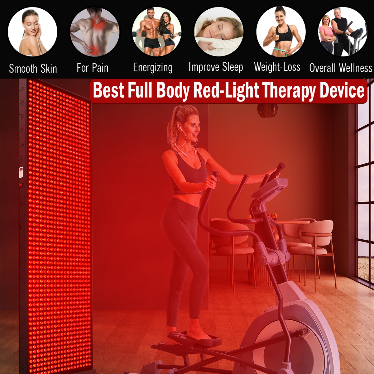 Full-Body Red and Near-Infrared LED Panel with Stand
