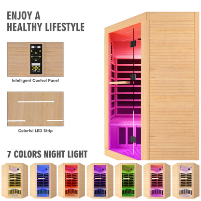 2-Person Corner Hemlock Infrared Sauna with 9 Heaters