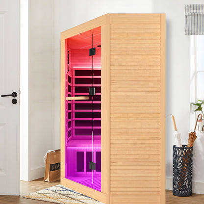 2-Person Corner Hemlock Infrared Sauna with 9 Heaters