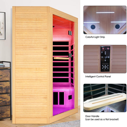 2-Person Corner Hemlock Infrared Sauna with 9 Heaters