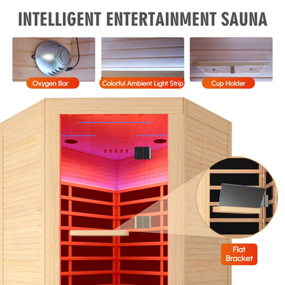 2-Person Corner Hemlock Infrared Sauna with 9 Heaters